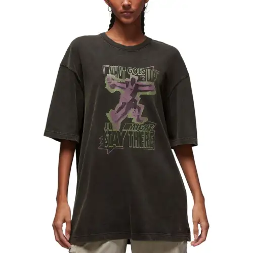 Jordan Drop Shoulder Sleeve Short Sleeved T Shirts Women's Olive