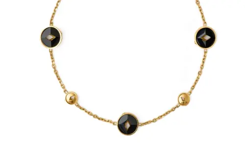 Burberry Gold Plated, Sterling Silver, Agate, Onyx Necklaces Women's Gold
