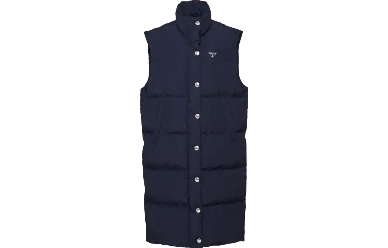 Prada triangle-logo padded long vest