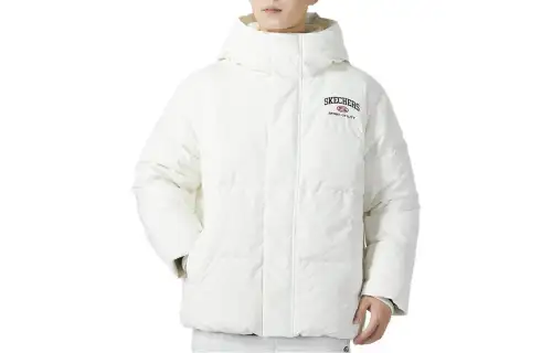 Skechers Down Jackets Men's White Hooded Moderate Other