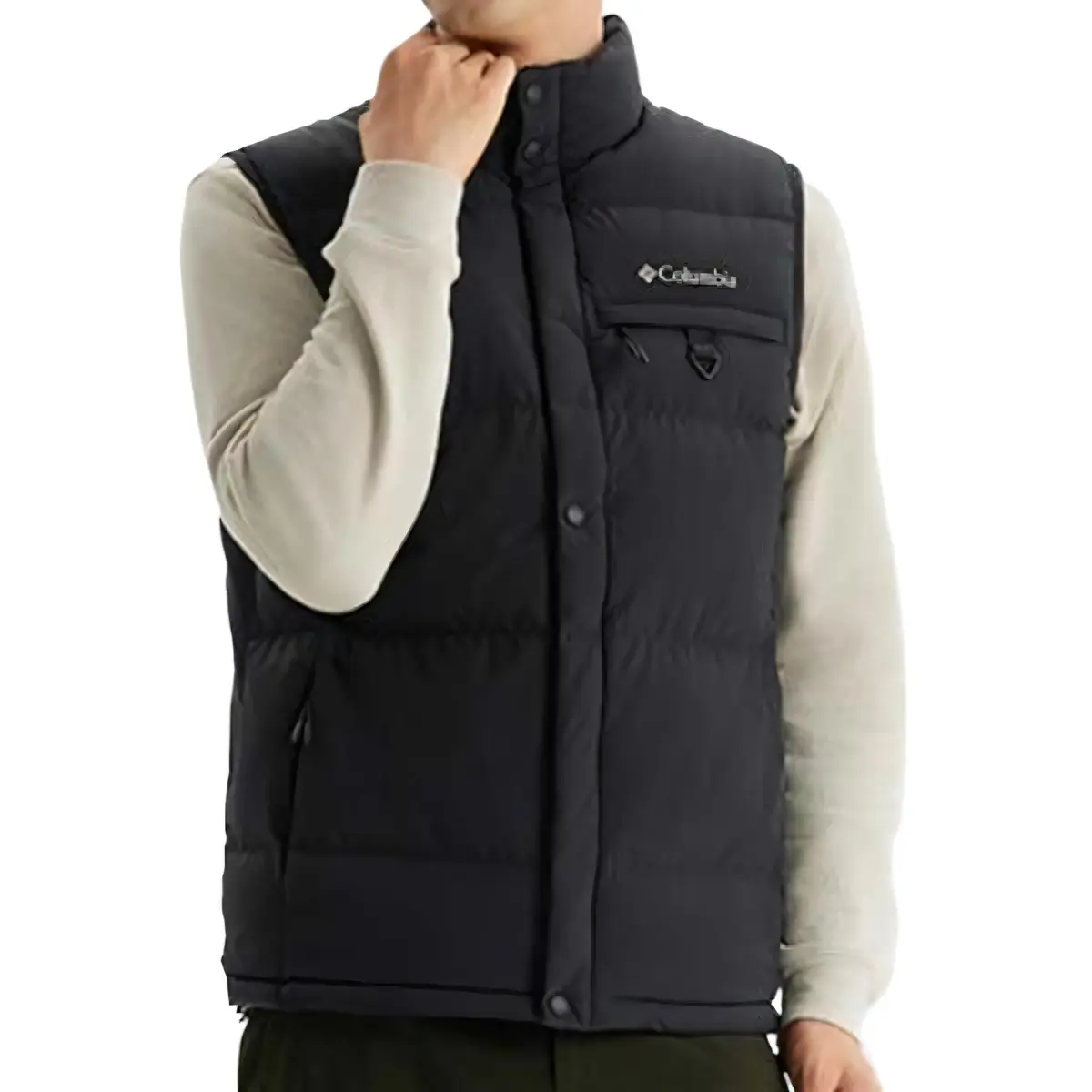 Columbia Vests Unisex Black Stand Collar Moderate Straight Fit