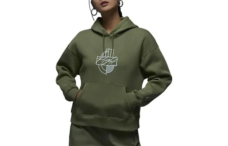 Jordan Brooklyn Sweatshirts Women's Green Hooded Moderate Regular