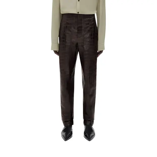Bottega Veneta FW23 Leather Pants Men's Burgundy