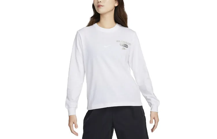 Nike T-Shirts Women's White Crew Neck Moderate Straight Fit