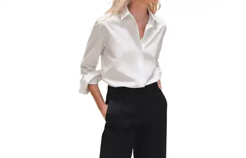 HERMES Shirts Women's White Square Collar Moderate Other