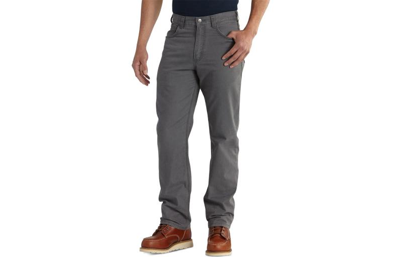 Мужские штаны Carhartt 102517 RUGGED FLEX CANVAS 5-POCKET WORK PANT (гравий/темно-сланцево-серый)
