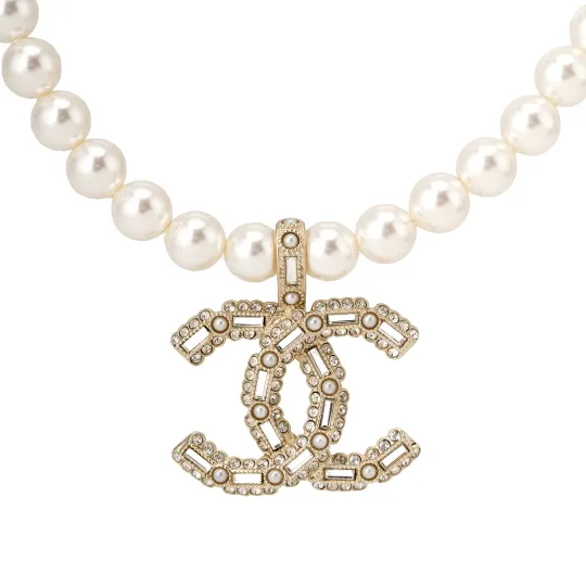 Chanel 2016s logo-pendant necklace