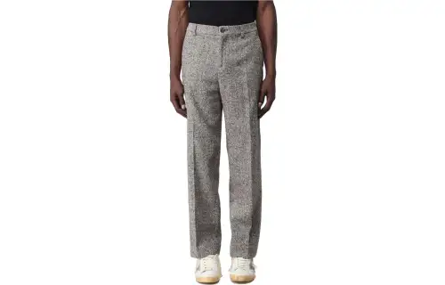 herringbone-pattern tailored trousers
