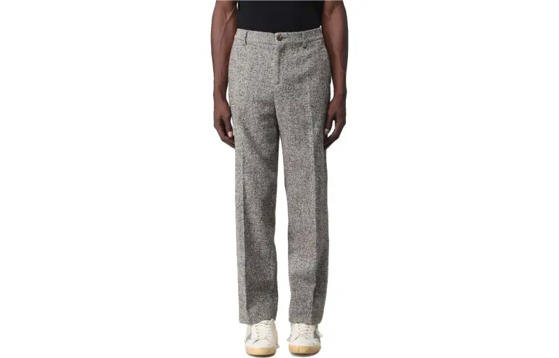 herringbone-pattern tailored trousers