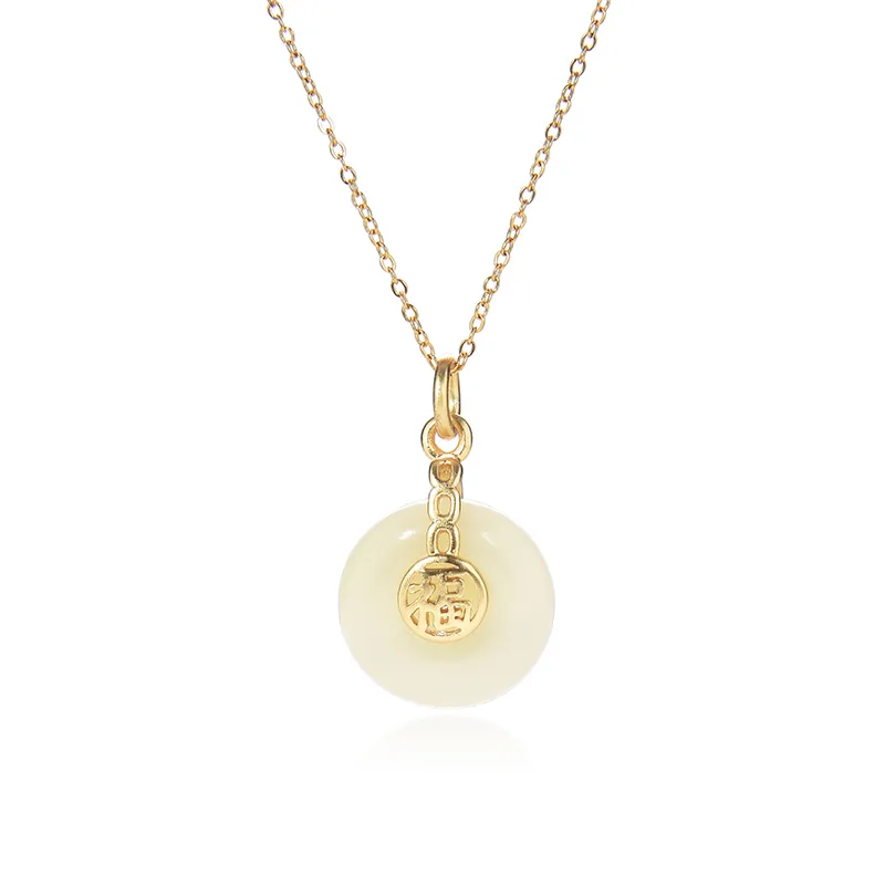 ORTAFFA Necklaces Pale Greenish White Jade Unisex