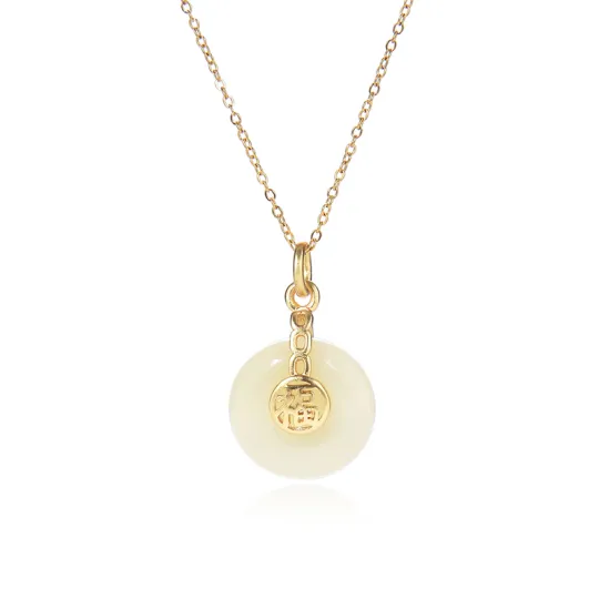 ORTAFFA Necklaces Pale Greenish White Jade Unisex