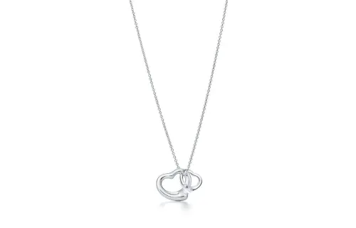 TIFFANY & CO. Tiffany Elsa Peretti® Open Heart Hollow Heart Sterling Silver Crystal Necklace Women's Silver