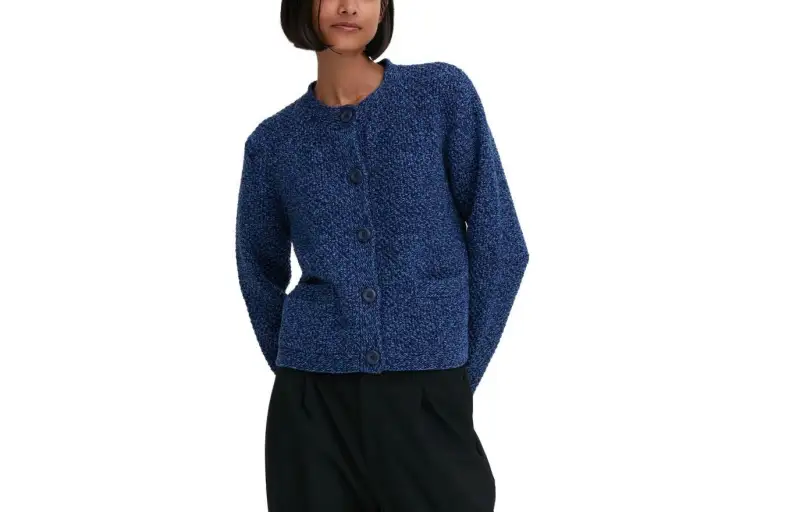 UNIQLO Knitwear Women's Dark Blue Crew Neck Moderate Cardigan