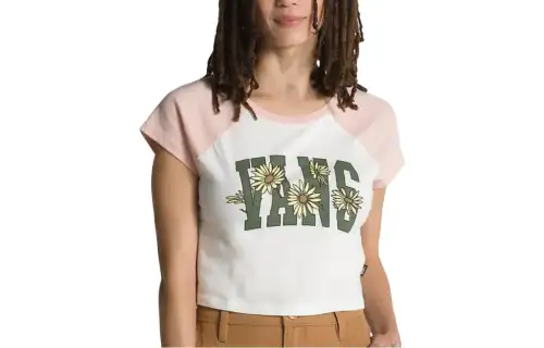 Vans T Shirts Women's Light Pink Crew Neck Moderate Straight Fit