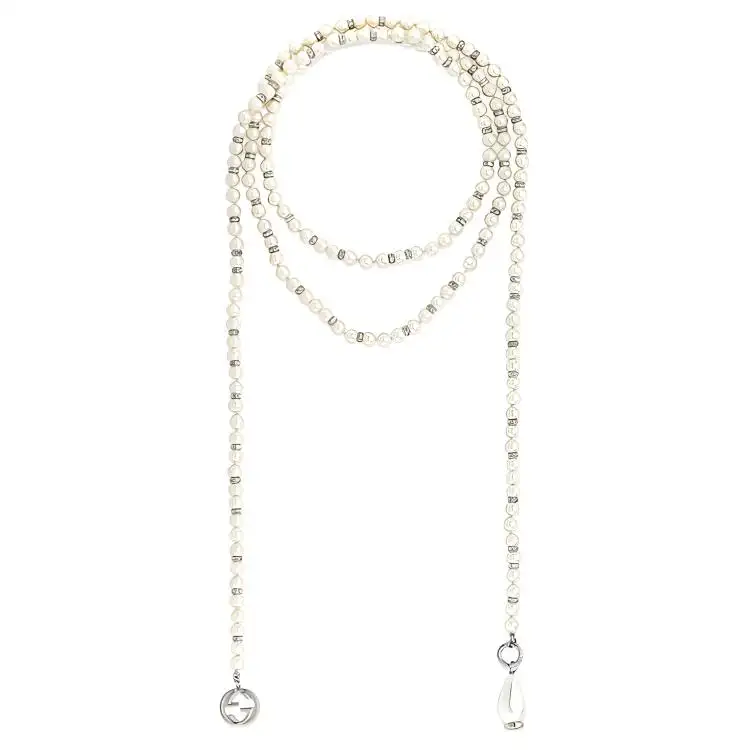GUCCI GG Metal, Pearl Necklaces Women's White