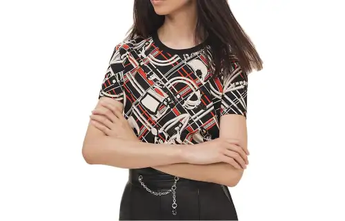 HERMES T Shirts Women's Multicolor Crew Neck Moderate Straight Fit