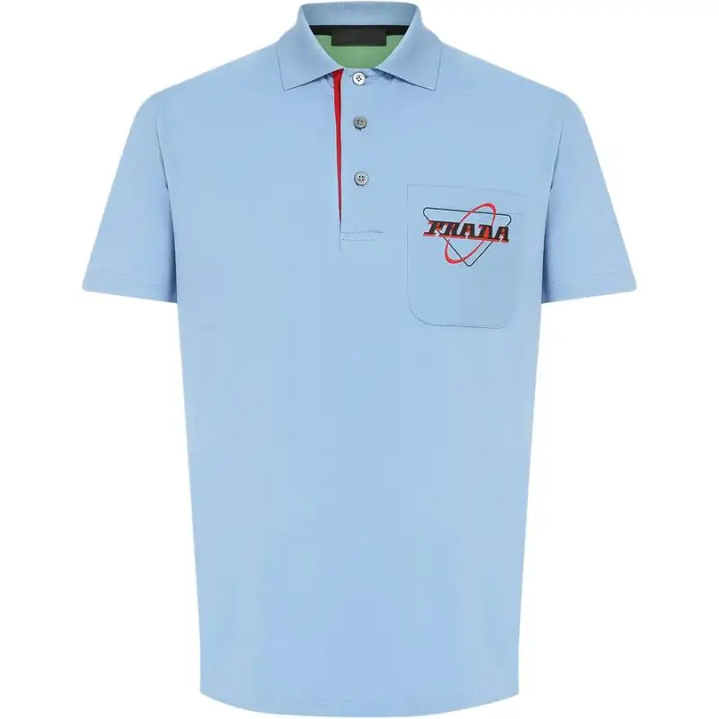 PRADA Polo Shirts Men's Blue Polo Collar Moderate