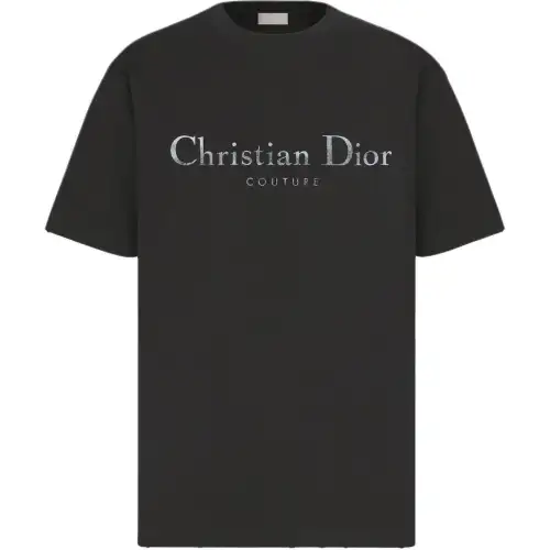 DIOR T Shirts Men's Black Crew Neck Moderate Straight Fit