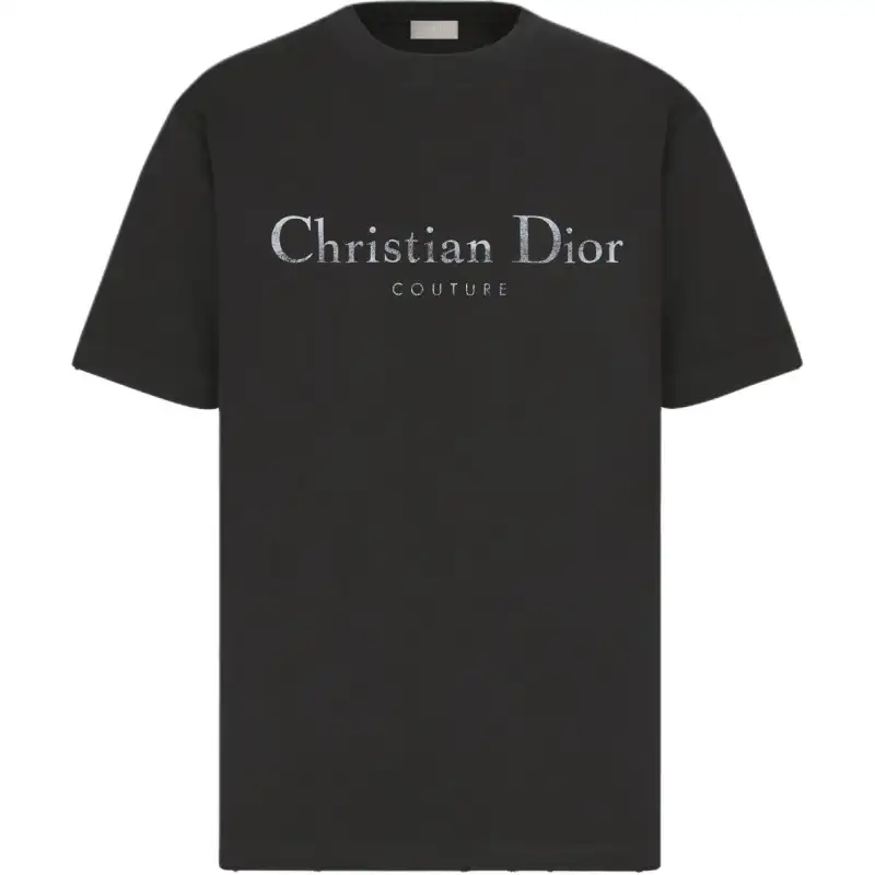 DIOR T Shirts Men's Black Crew Neck Moderate Straight Fit