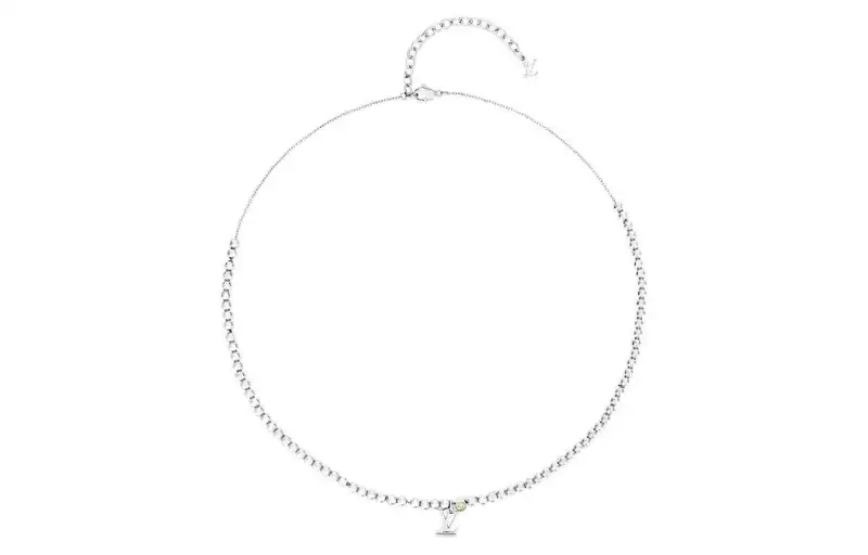 LOUIS VUITTON Nano Beads Necklaces Unisex Silver
