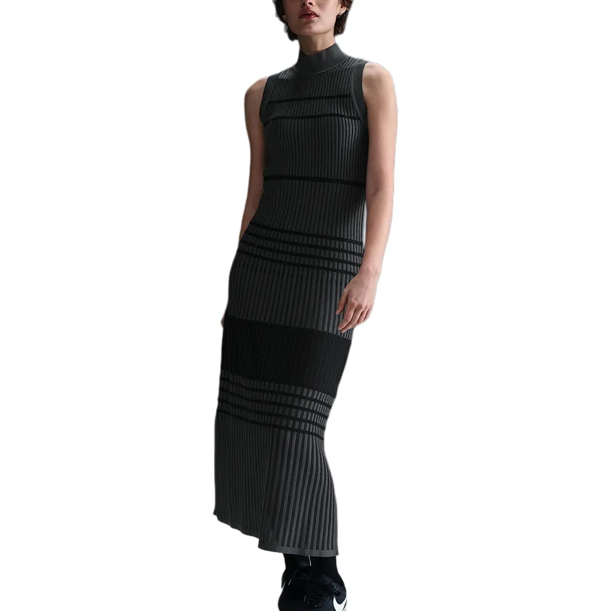 Nike Every Stitch Considered Sleeveless Dresses Women's Black Stand Collar Moderate Long Bodycon Skirt