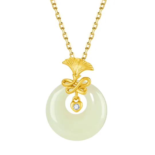 MAMADESHOUHU Necklaces Pale Greenish White Jade Women's