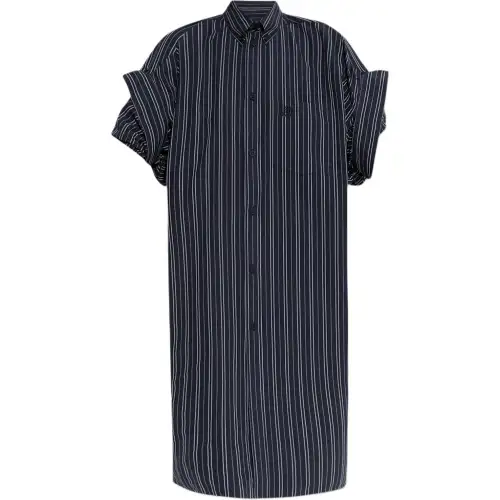Balenciaga Striped Short Sleeve Shirt Dress