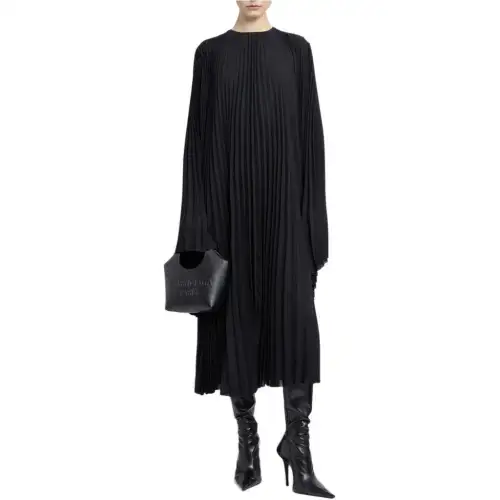 Balenciaga Pleated Wide-sleeve Maxi Dress
