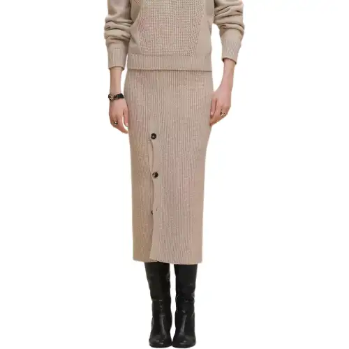 HERMES FW25 Knit Long Skirt Women's Beige
