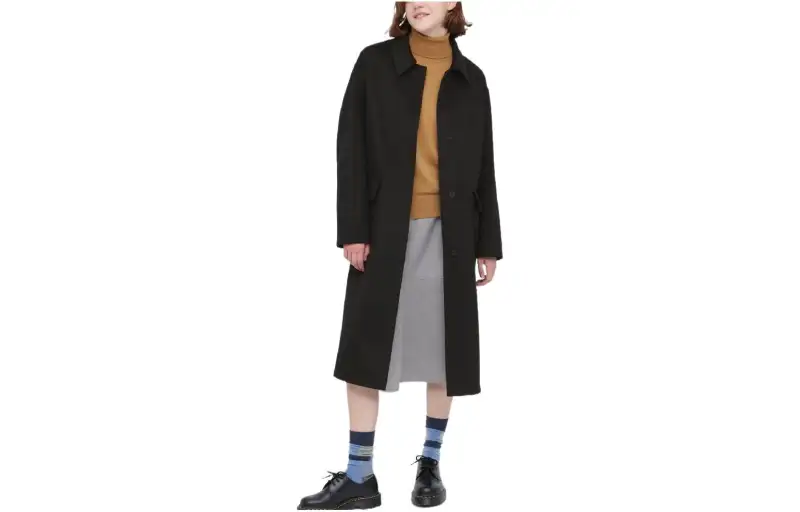 UNIQLO X MARNI Uniqlo Marni Co Branding Coats Women's Black Lapel Moderate Straight Fit