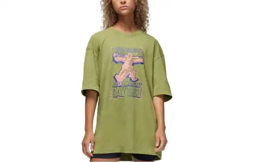 Jordan T Shirts Women's Green Crew Neck Moderate Other