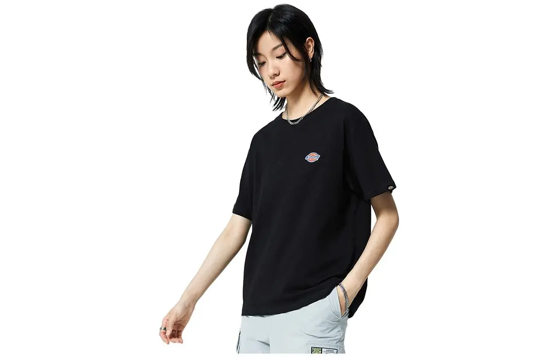 Dickies T-Shirts Women's Black/CC2 Crew Neck Moderate Straight Fit