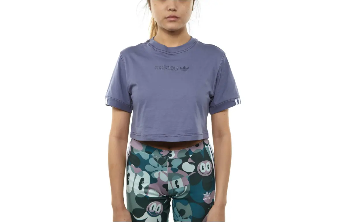 Adidas T-Shirts Women's Purple Crew Neck Moderate Straight Fit