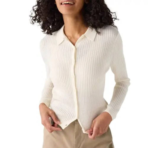 UNIQLO Sweaters Women's Ivory Polo Collar Moderate Cardigan