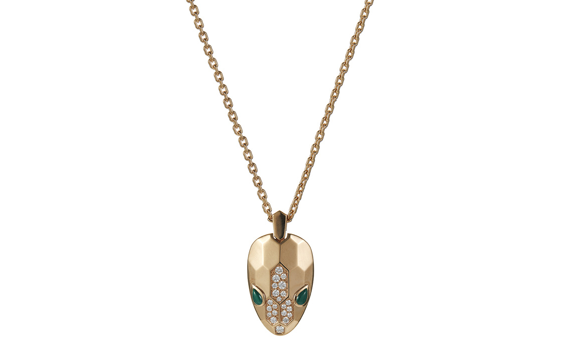 BVLGARI Pre Owned 2010s 18K Rose Gold Serpenti Diamond Necklace