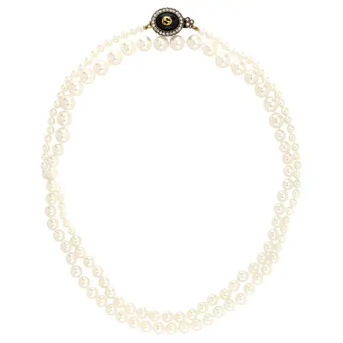 GUCCI GG Crystal Necklaces Unisex White