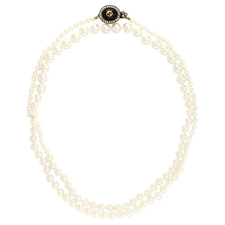 GUCCI GG Crystal Necklaces Unisex White