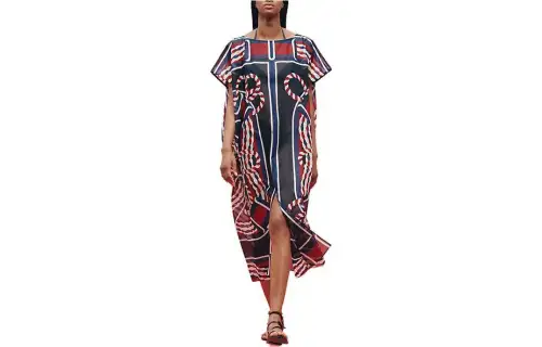 HERMES Sleeveless Dresses Women's Multicolor Crew Neck Moderate Long