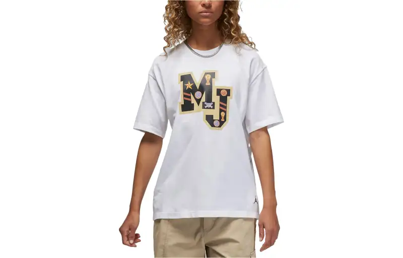 Jordan Drop Shoulder Sleeve T Shirt Women's White