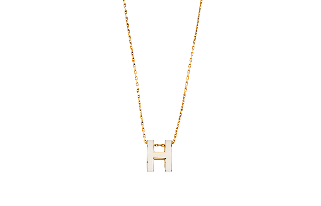 HERMES Hermes Pop H Series Pendant белый Титановое стальное колье женский золотой