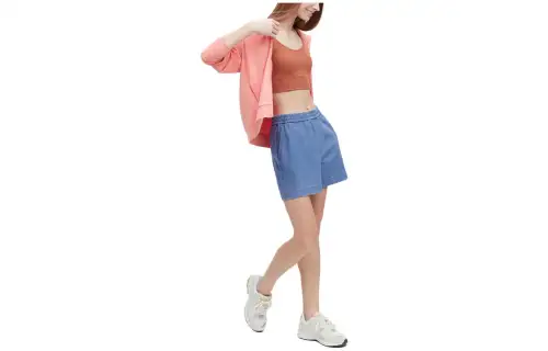 UNIQLO Denim Shorts Women's Pink/Blue Moderate Straight Fit Pants