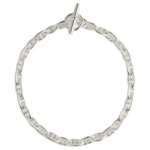HERMES Chaine D'Ancre 925 Sterling Silver Necklaces Women's Silver