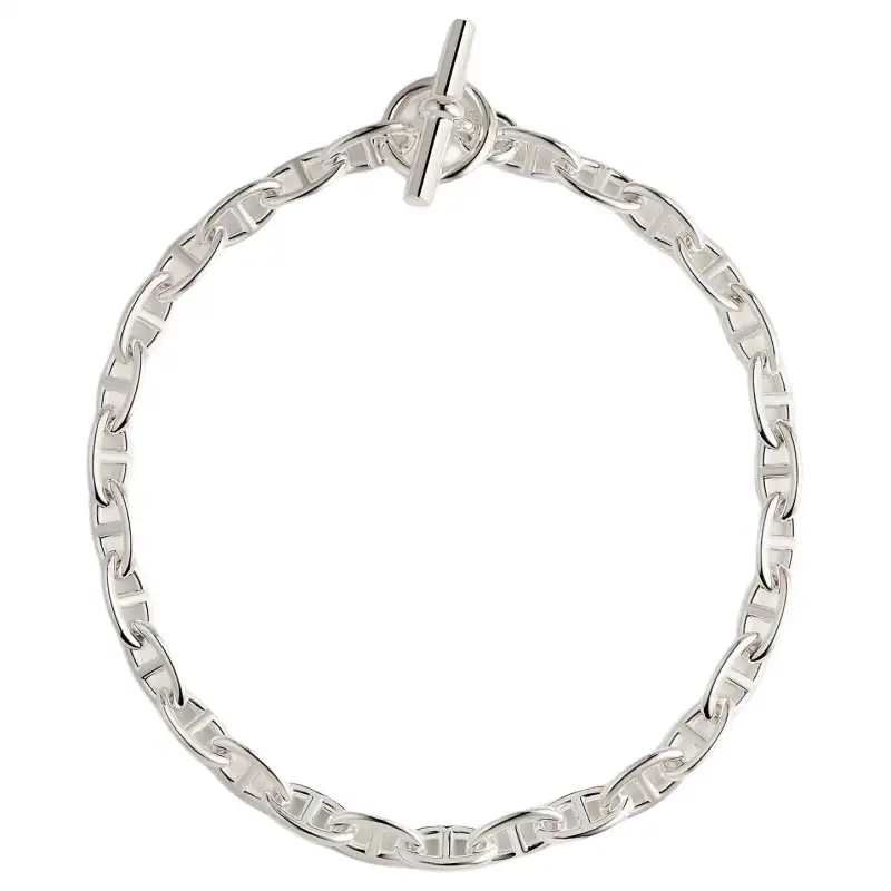 HERMES Chaine D'Ancre 925 Sterling Silver Necklaces Women's Silver