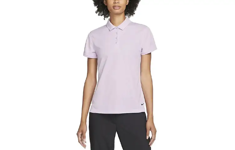 Nike Polo Shirts Women's Light Purple Polo Collar Moderate Straight Fit