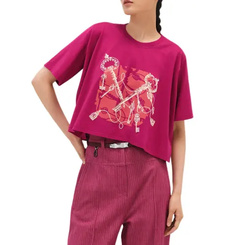 HERMES Regular T Shirt Women's Rose Purple
