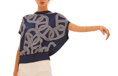 HERMES Shirts Women's Blue Crew Neck Moderate Other