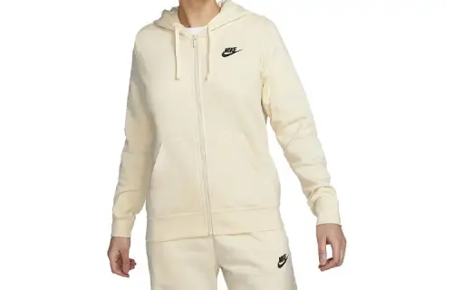 Nike Sweatshirts Women's Ecru Hooded Moderate Cardigan