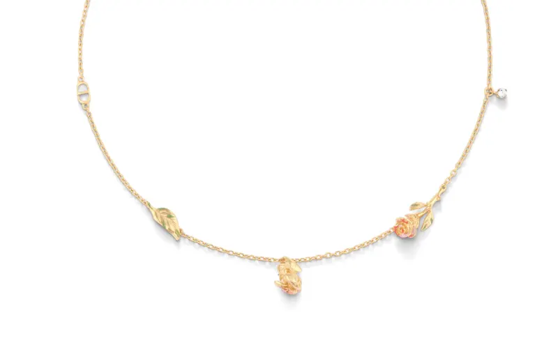 DIOR Metal, Crystal, Lacquer Necklaces Women's Gold