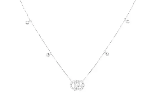 Gucci 18K white gold Double G diamond necklace