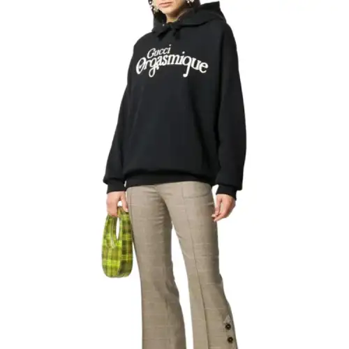 GUCCI Sweatshirts Women's Black Hooded Moderate Regular